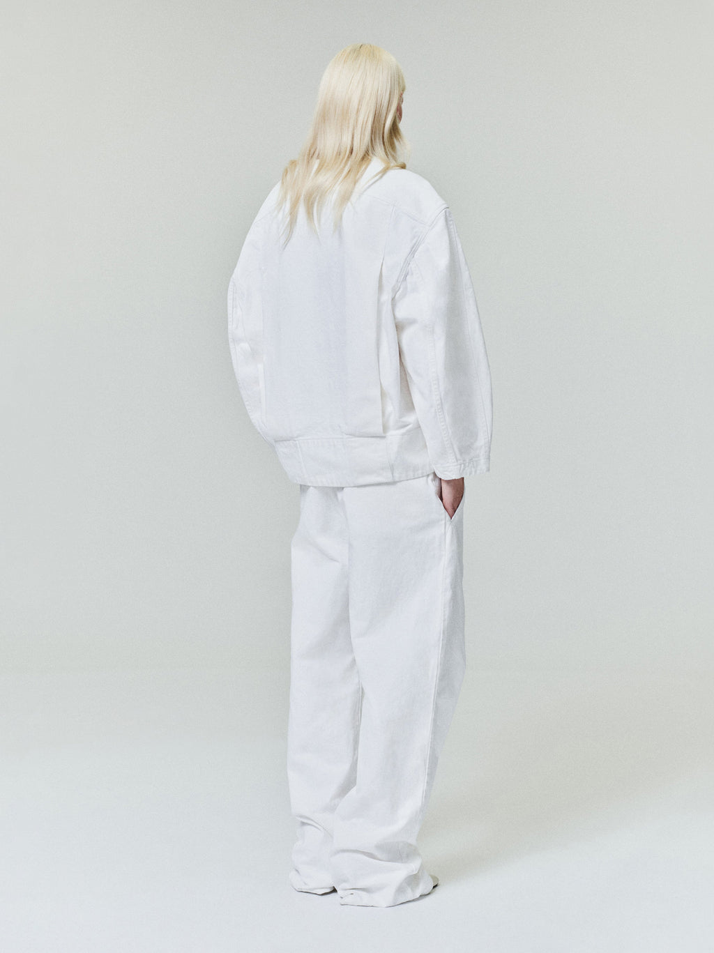 Womens Cotton Twill Relaxed Lapelless Jacket