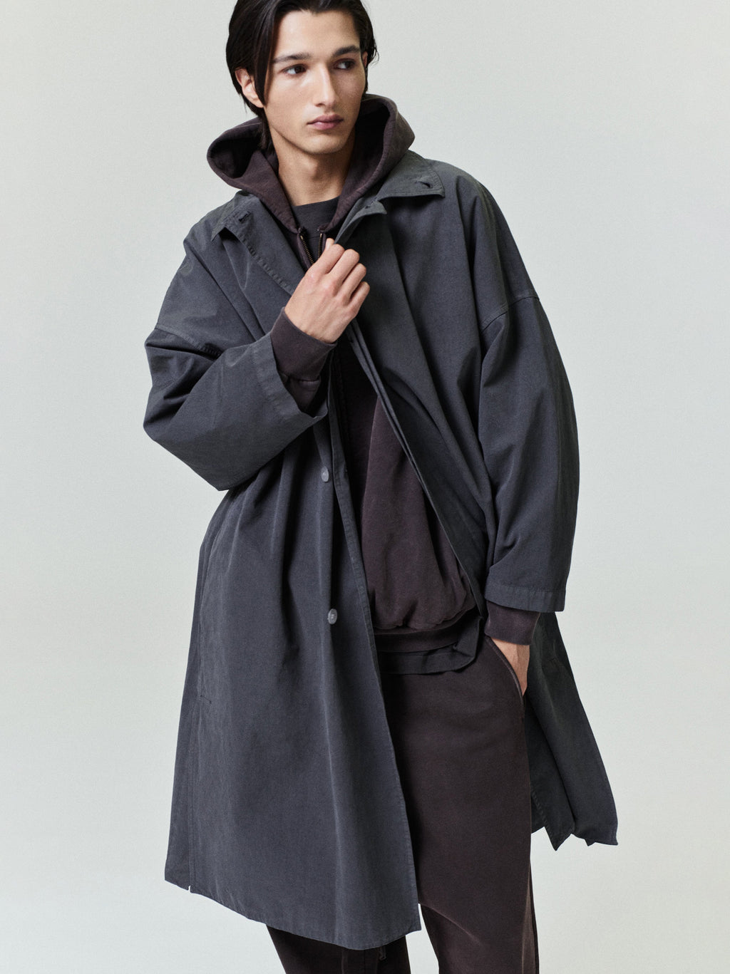 Garment-Dyed Cropped Sleeve Car Coat
