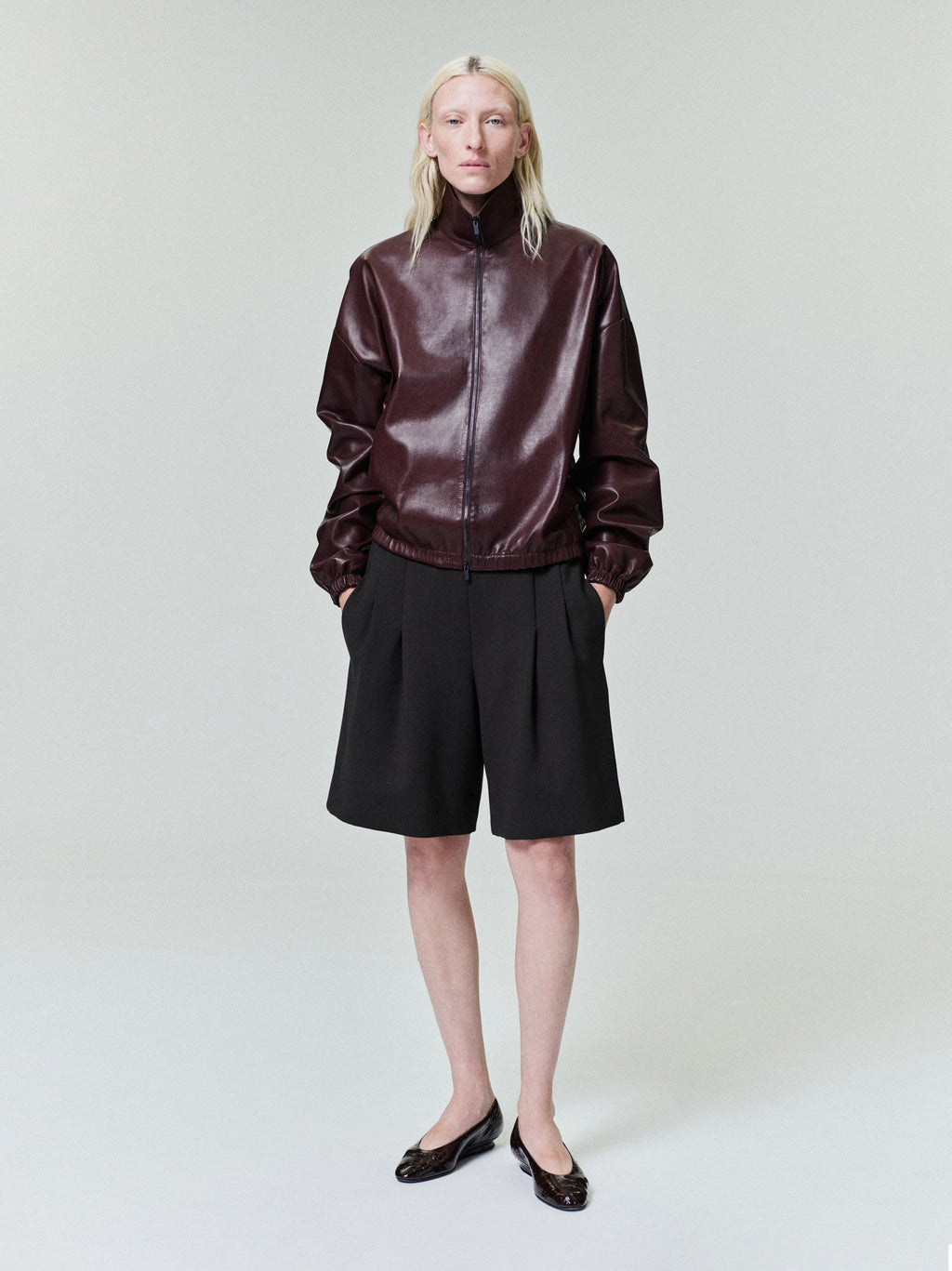 Womens Leather Track Jacket