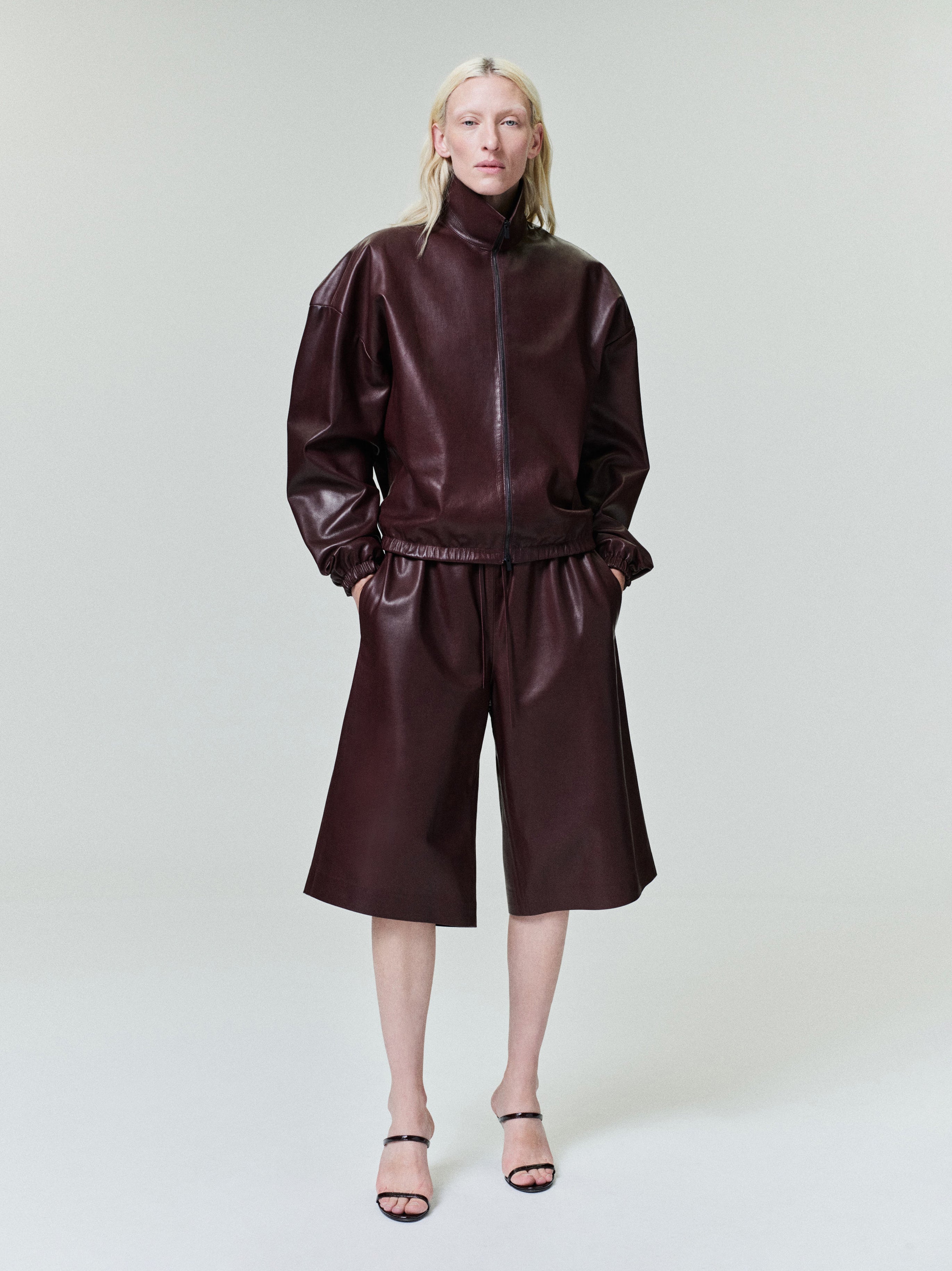 Womens Leather Drawstring Shorts