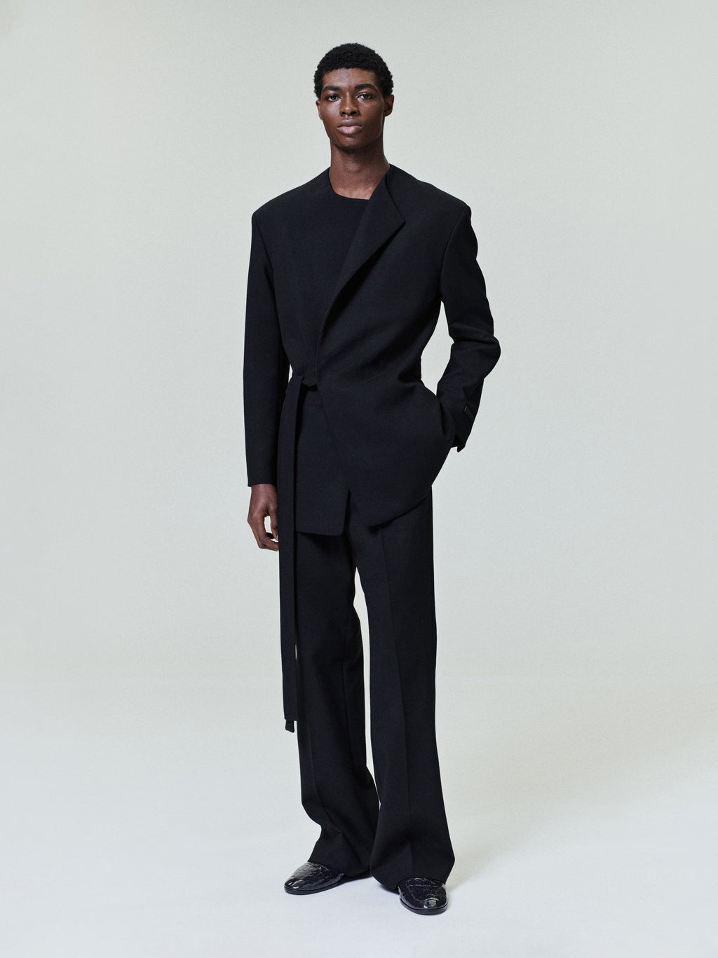 Double Weave Wool Crewneck Jacket