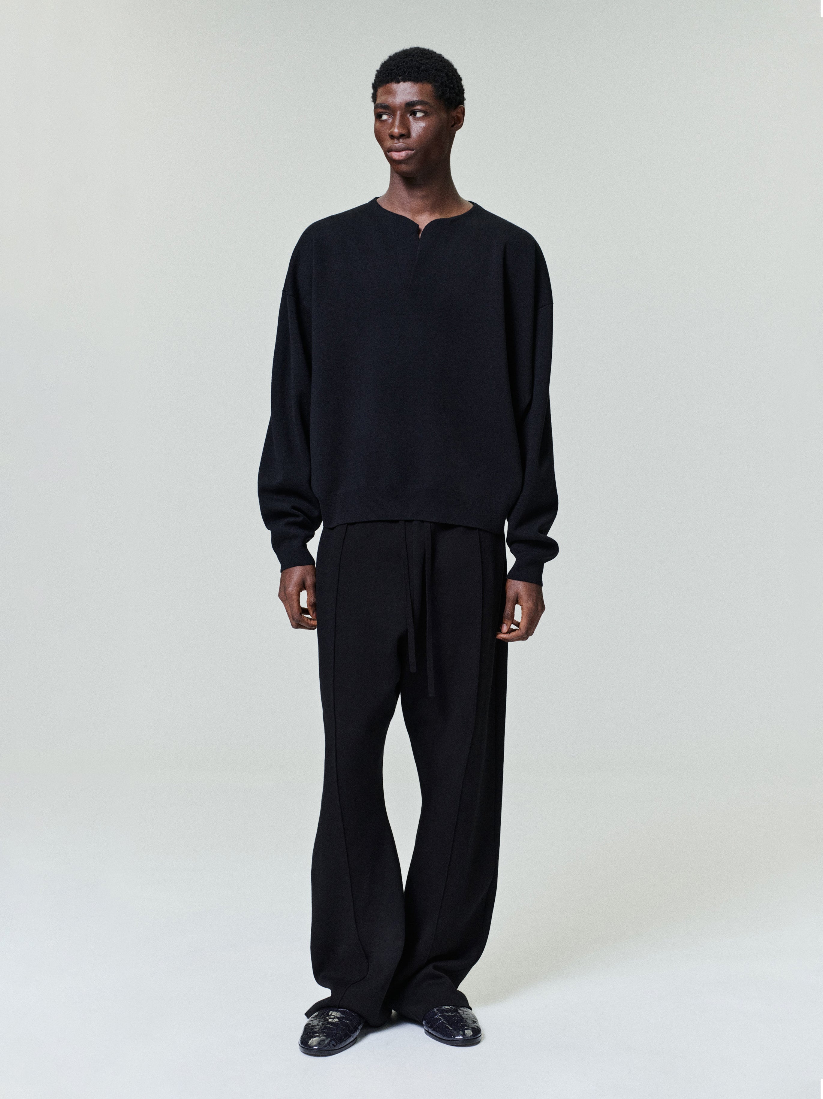 Merino Milano Knit Henley Sweater