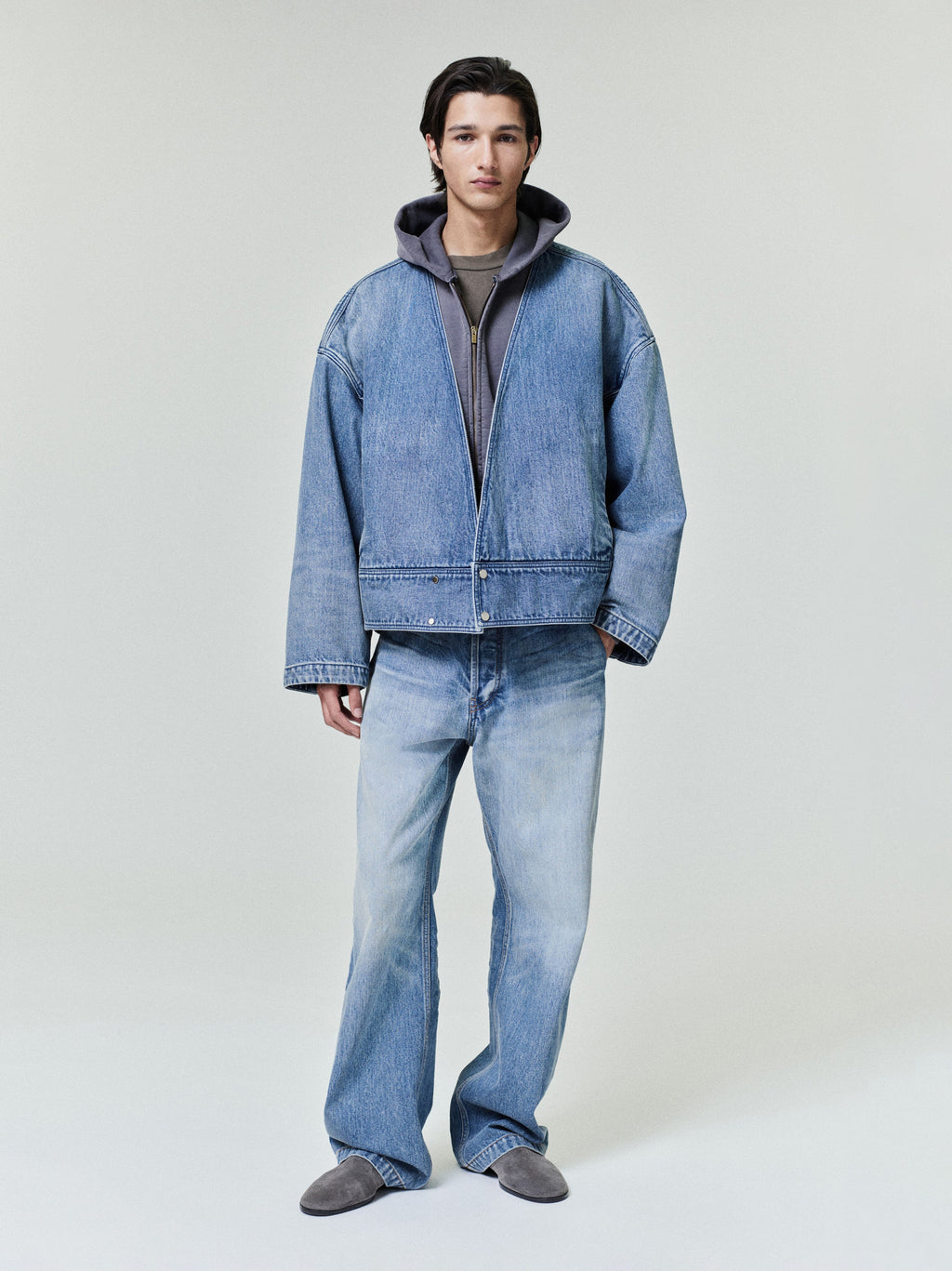 Denim Lapelless Jacket