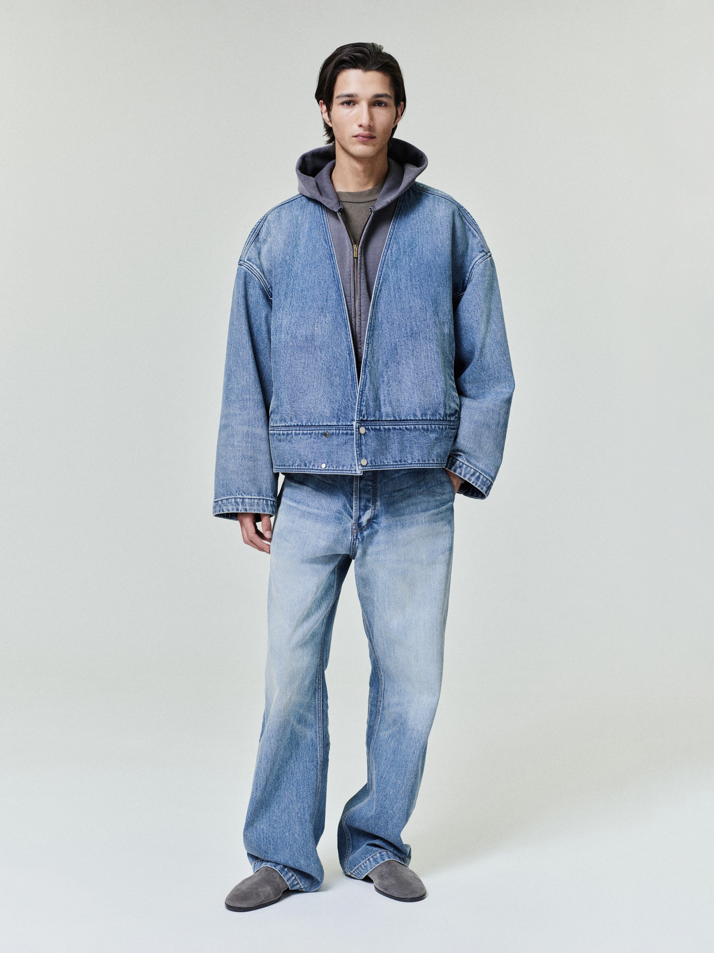 Denim Lapelless Jacket