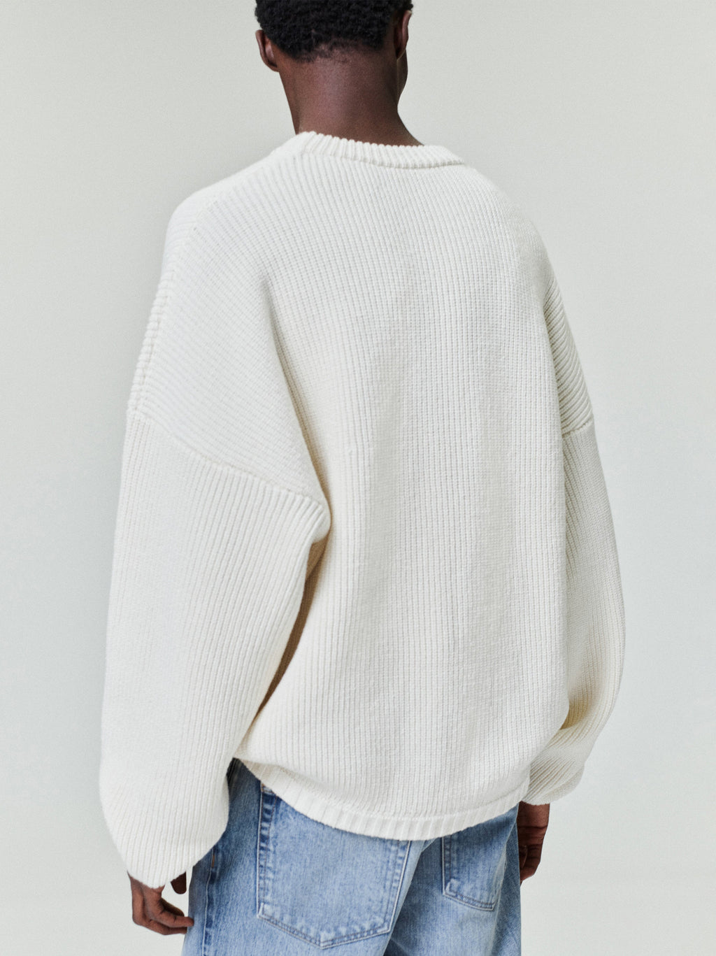 Double Knit Linen Wool Cotton Crewneck Sweater