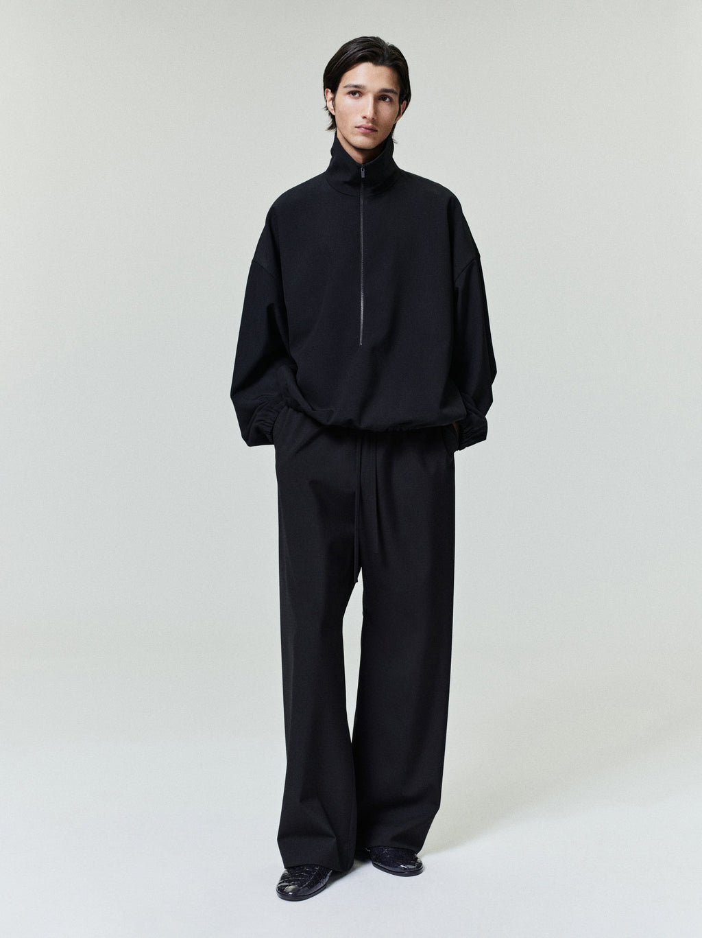 Wool Ripstop Wide Leg Drawstring Pants