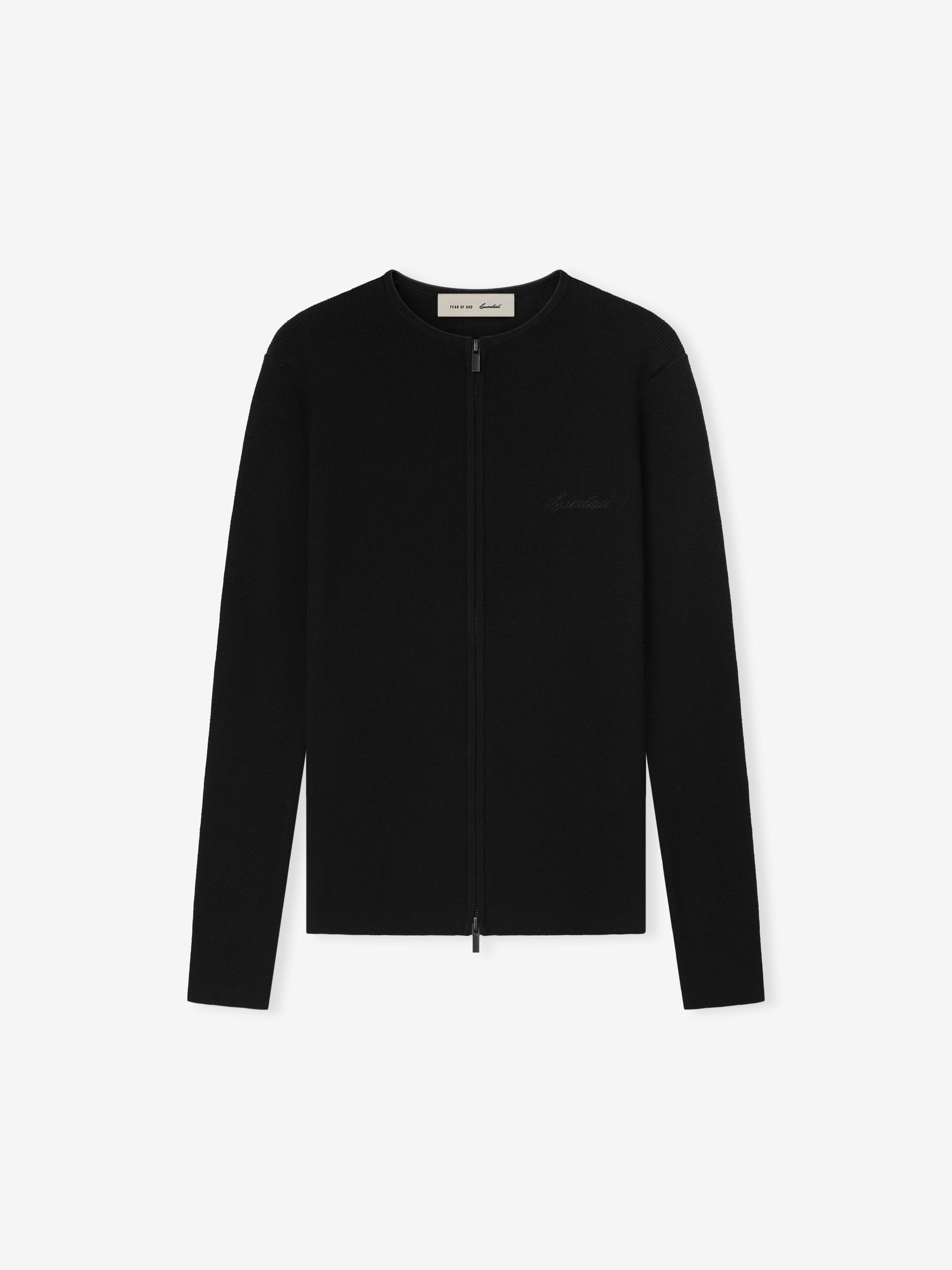 Womens Signature Rib Knit Fitted Long Sleeve Zip Up Tee