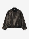 Leather Raglan Bomber Jacket