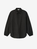 Grey Striped Wool Elastic Cuff Shirt