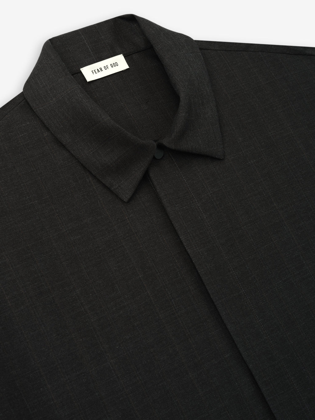 Grey Striped Wool Elastic Cuff Shirt