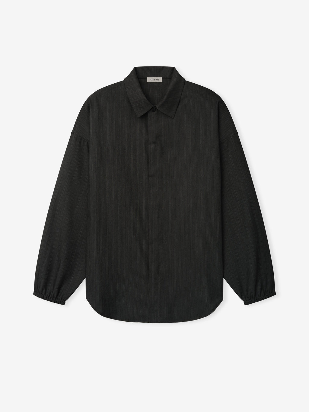 Black Striped Wool Elastic Cuff Shirt