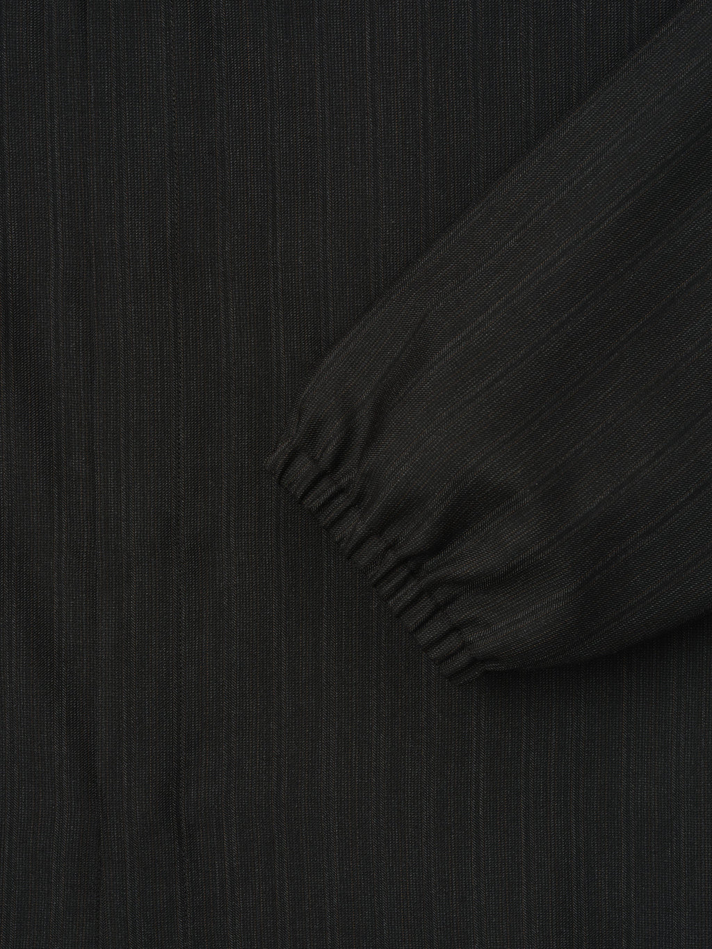 Black Striped Wool Elastic Cuff Shirt