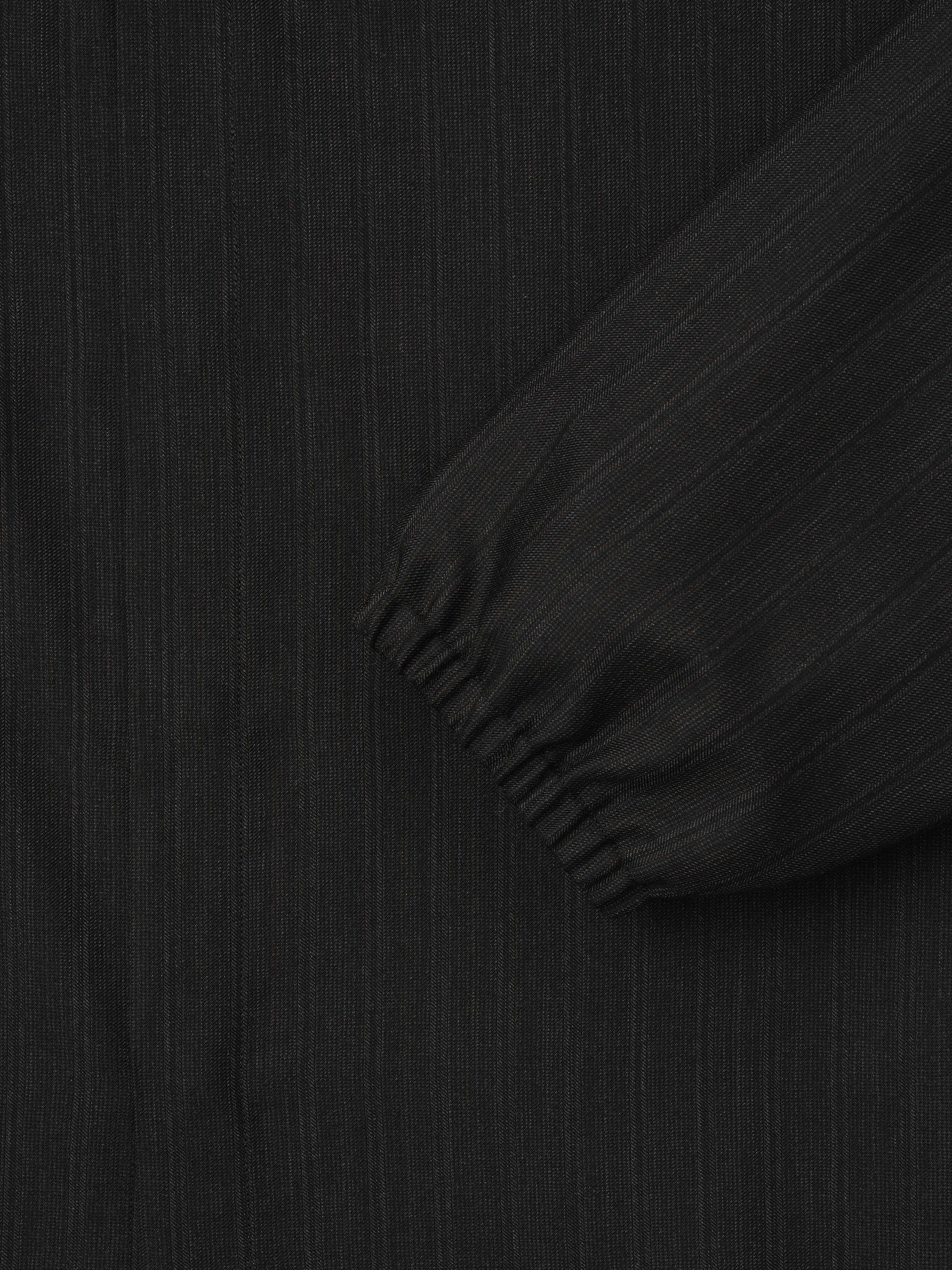 Black Striped Wool Elastic Cuff Shirt
