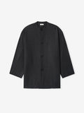 Grey Striped Wool Collarless Sport Jacket