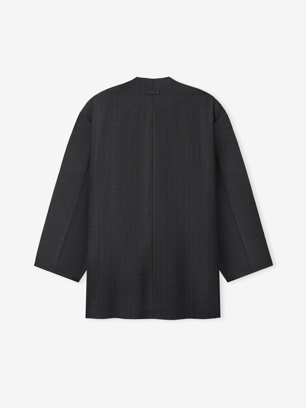 Grey Striped Wool Collarless Sport Jacket