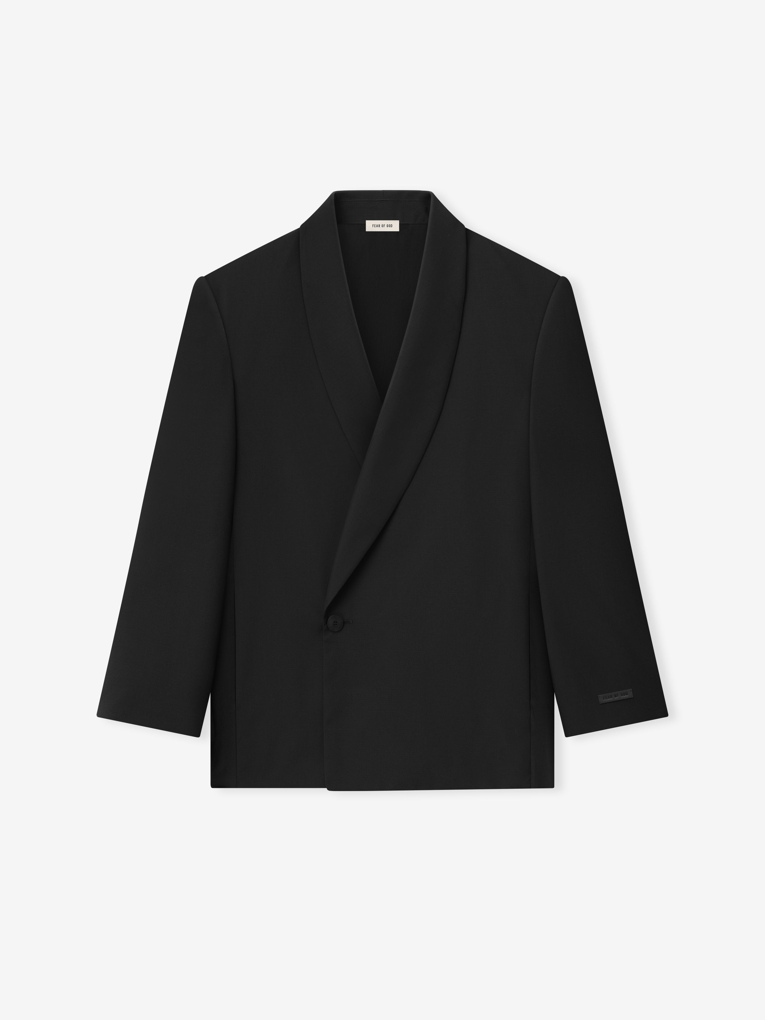 Double-Breasted Wool Poplin Shawl Collar Jacket