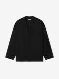 Wool Ripstop Relaxed Cropped Lapelless Jacket