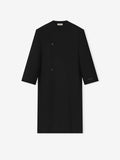 Double Weave Wool Double Breasted Lapelless Coat