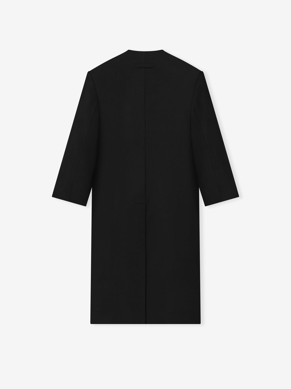 Double Weave Wool Double Breasted Lapelless Coat