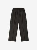 Grey Striped Wool Wide Leg Drawstring Pants