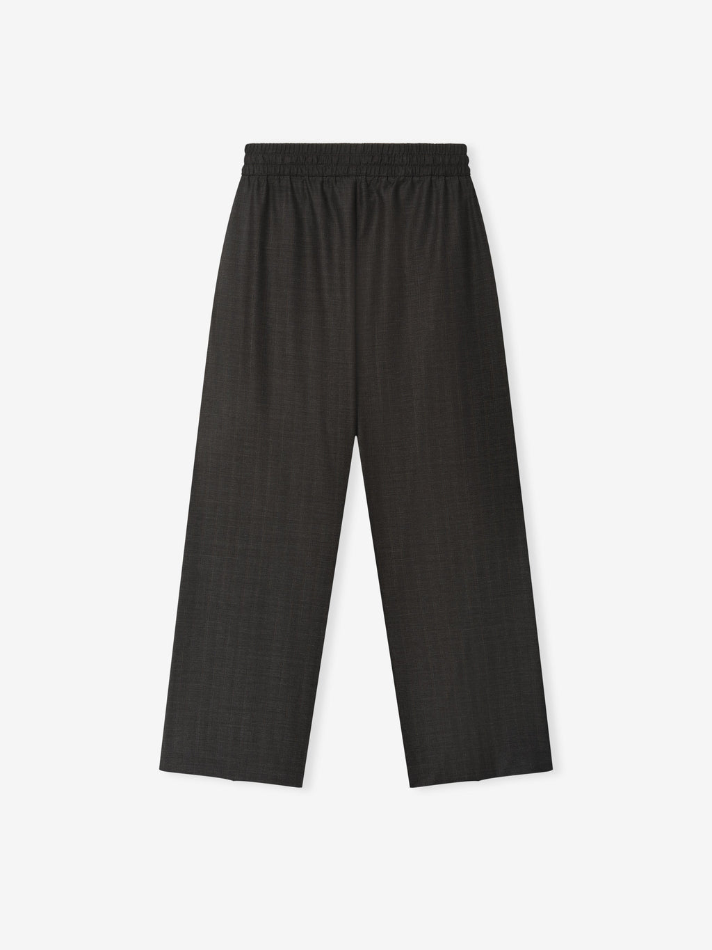 Grey Striped Wool Wide Leg Drawstring Pants