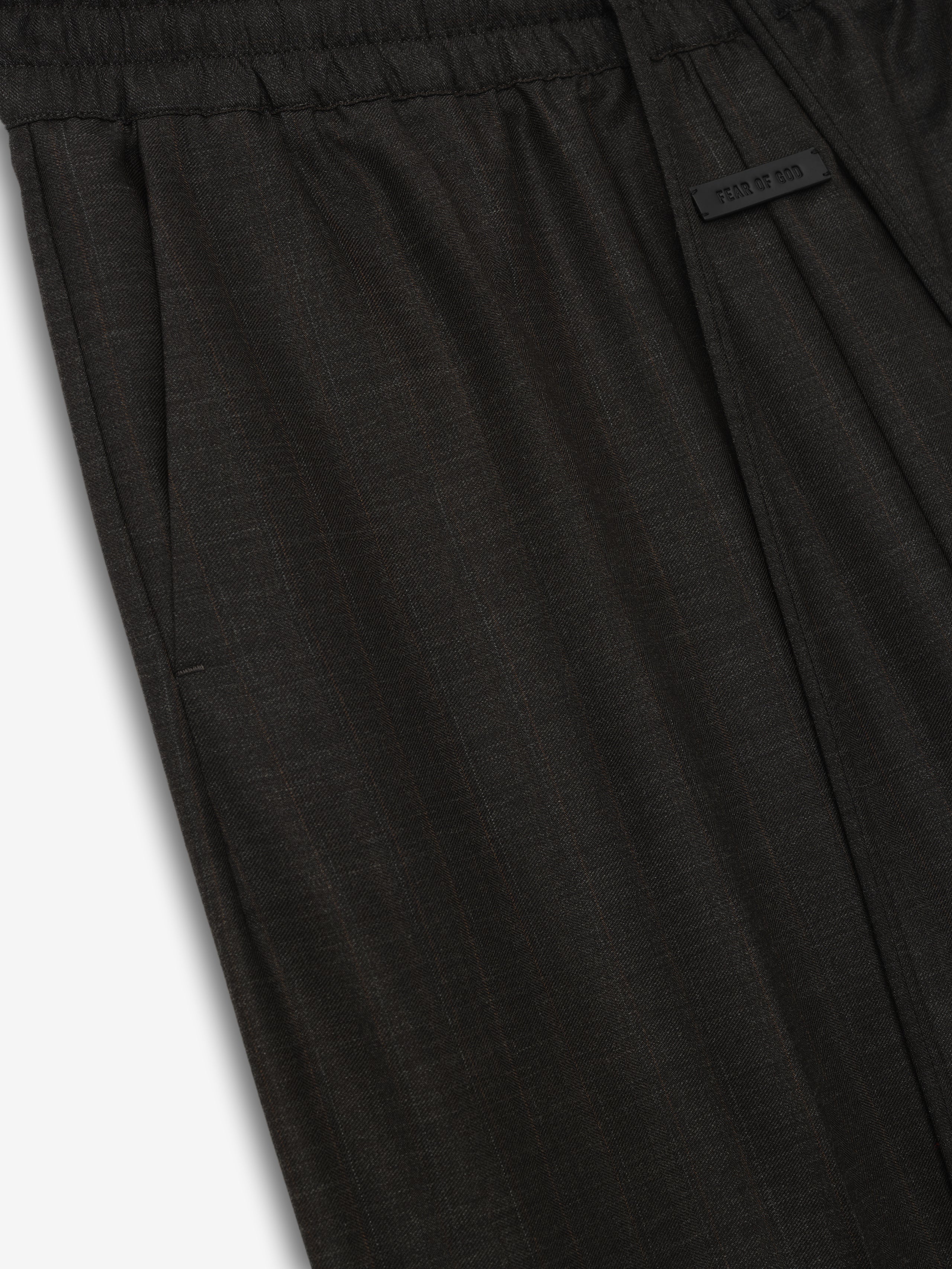 Grey Striped Wool Wide Leg Drawstring Pants