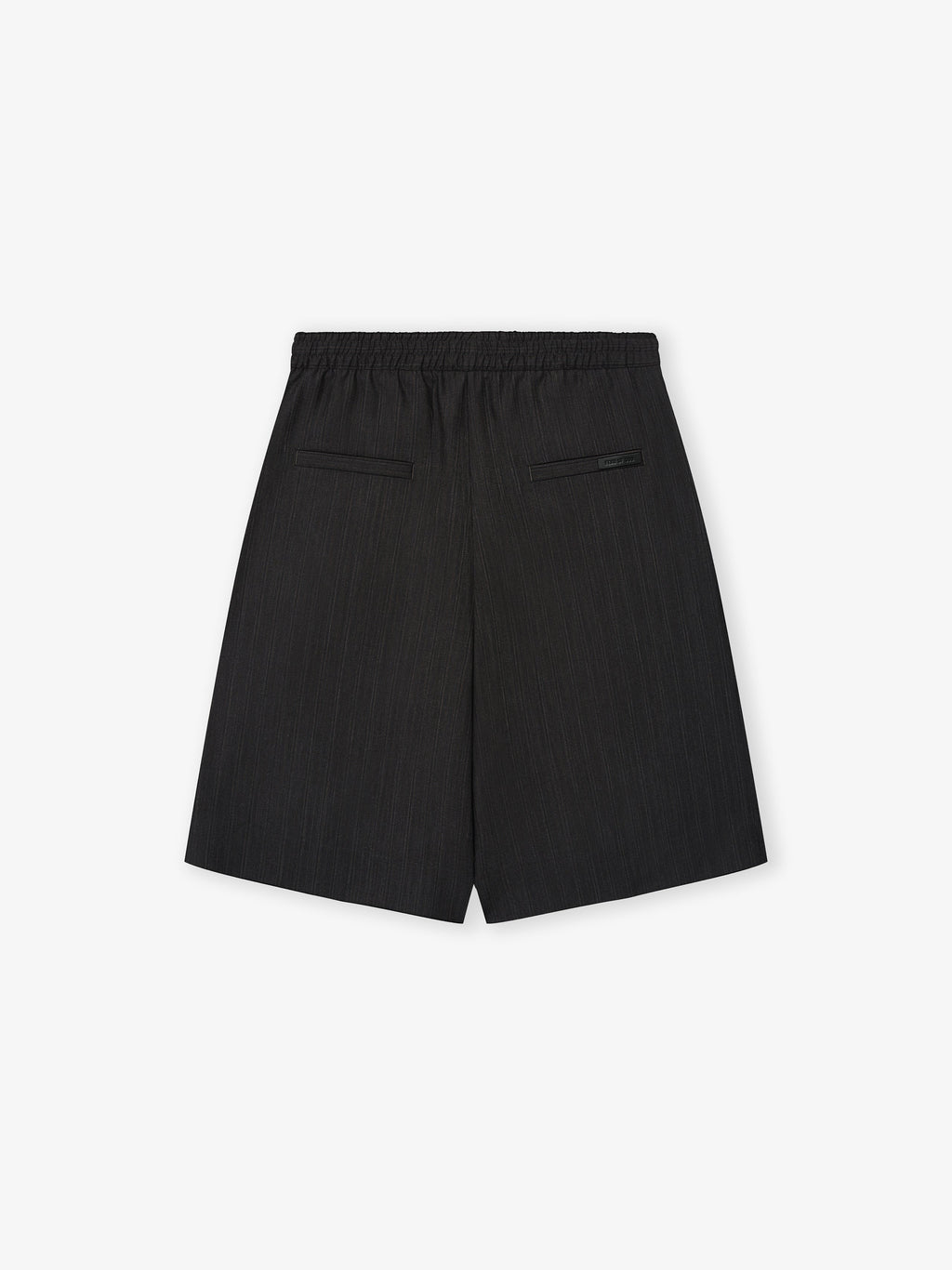 Black Striped Wool Baggy Shorts