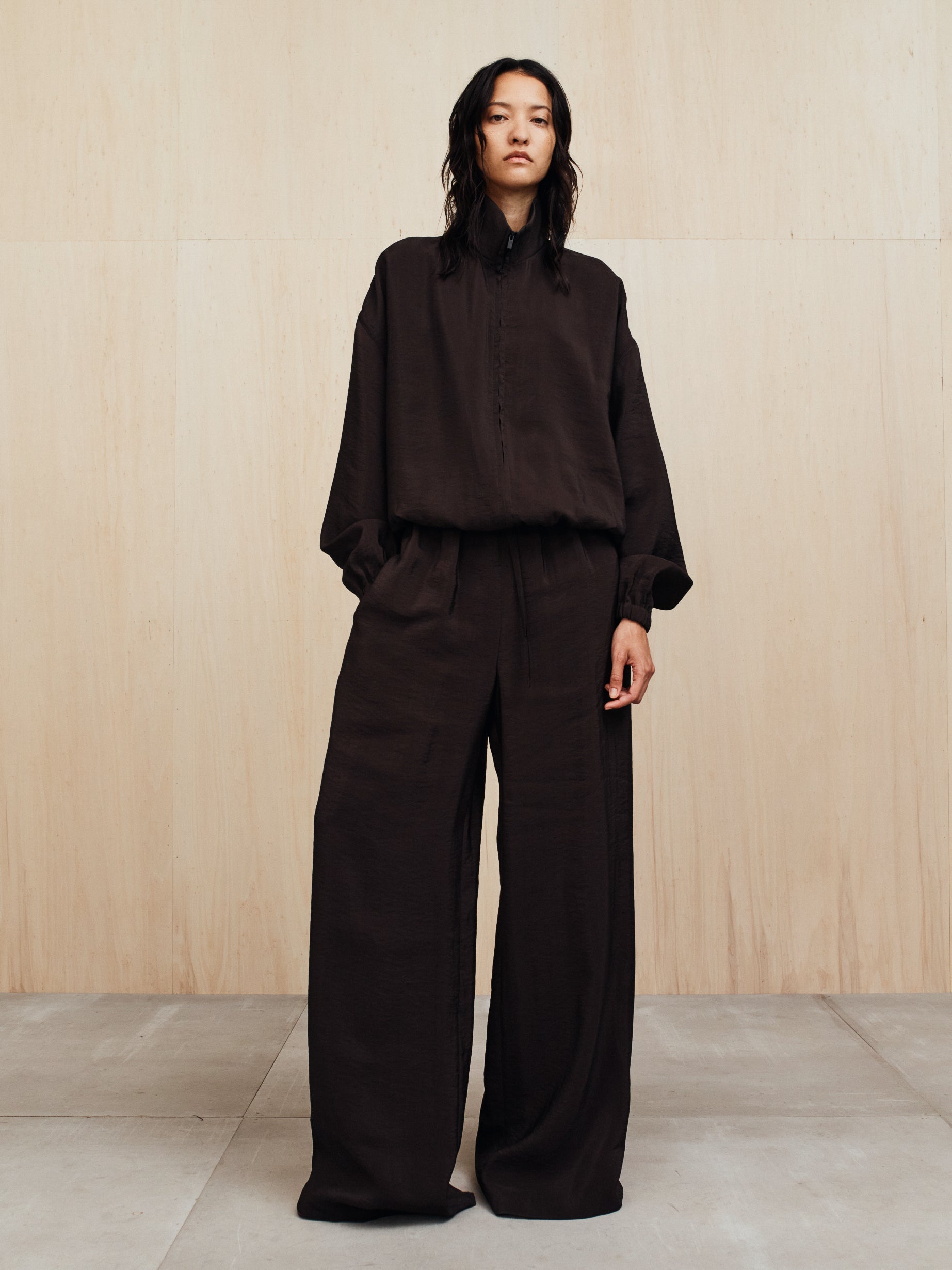 Womens Crinkle Viscose Track Jacket