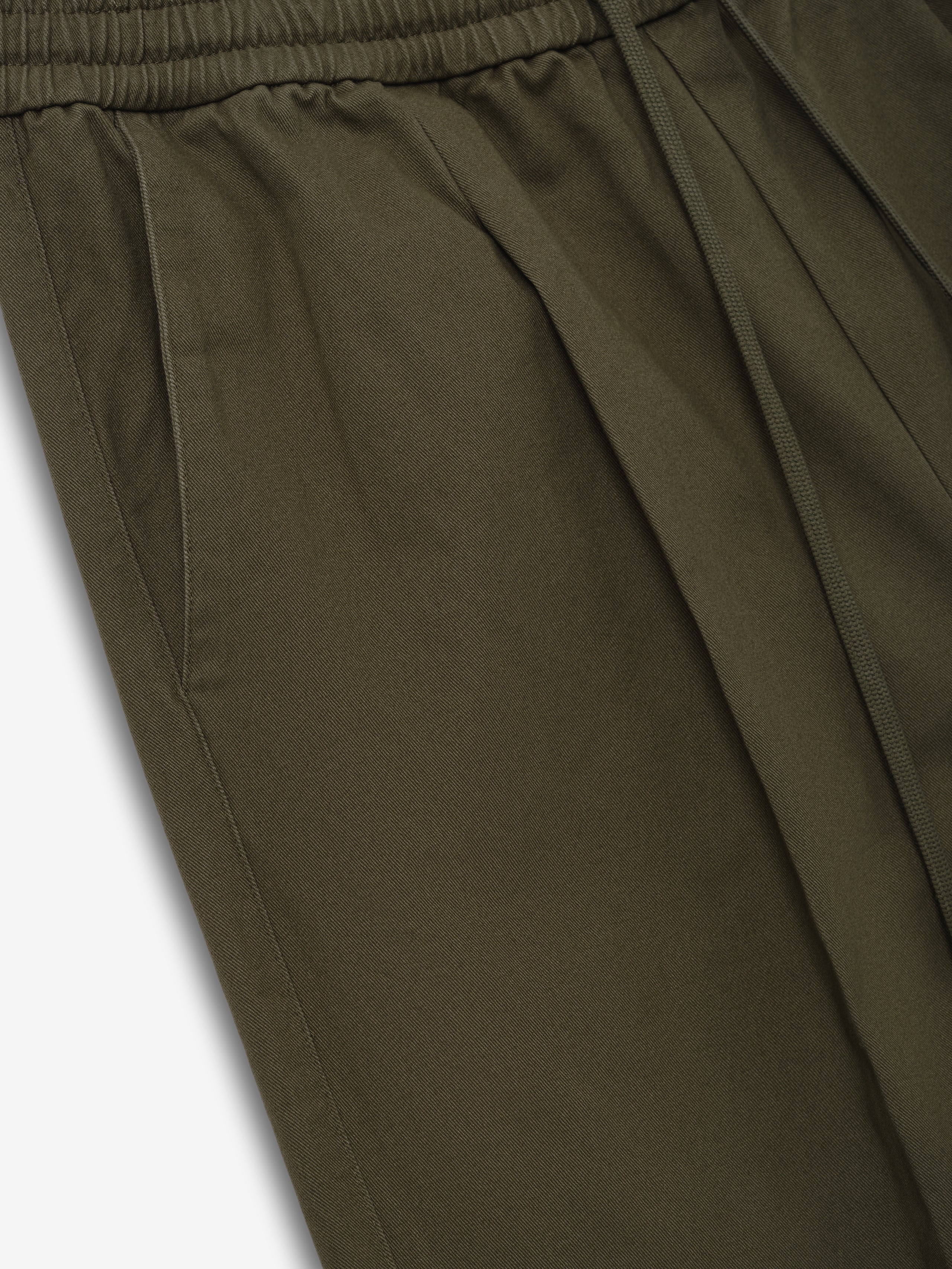Cotton Twill Pleat Front Drawstring Pant