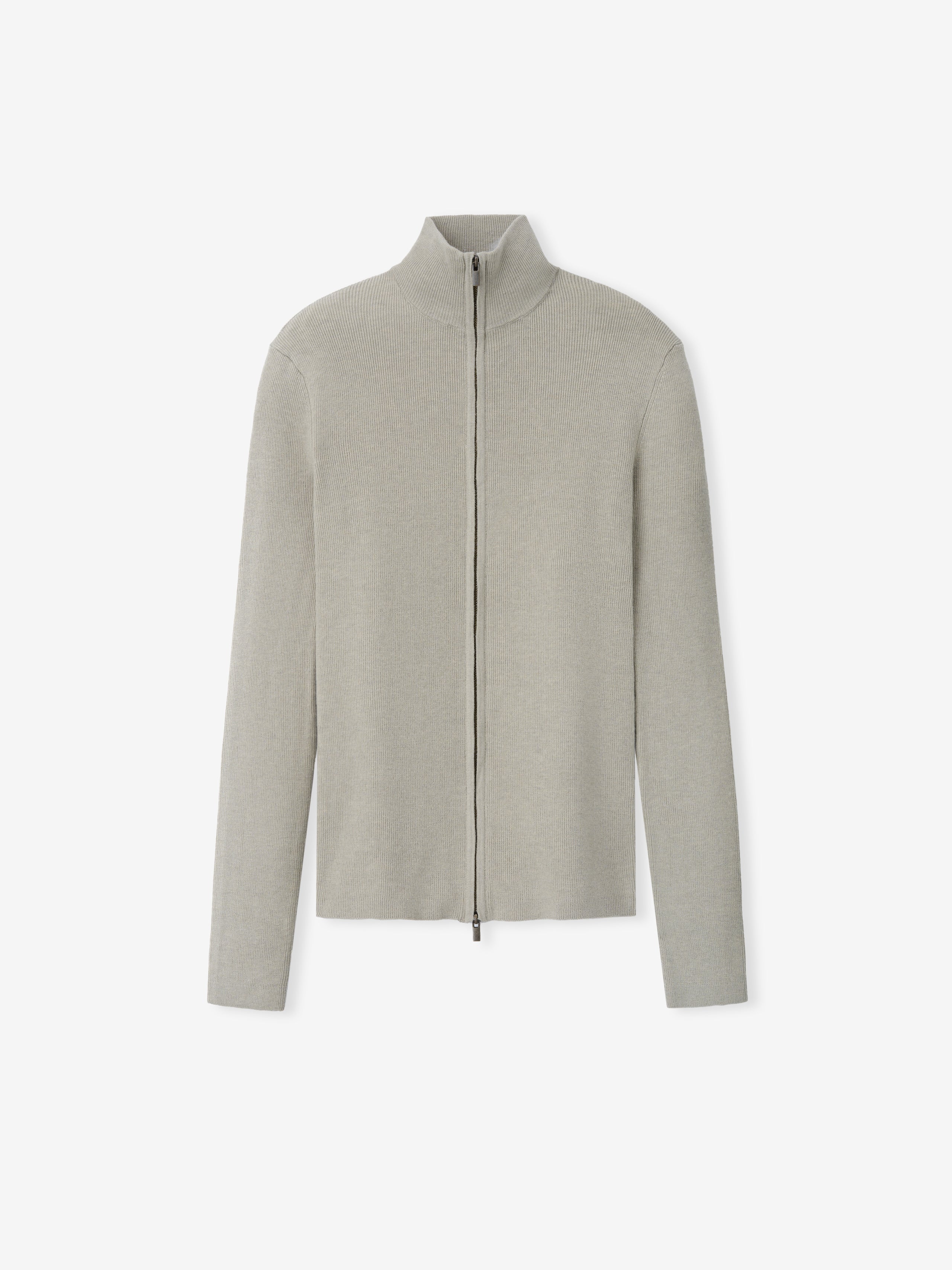 Womens Rib Knit Zip Up Jacket